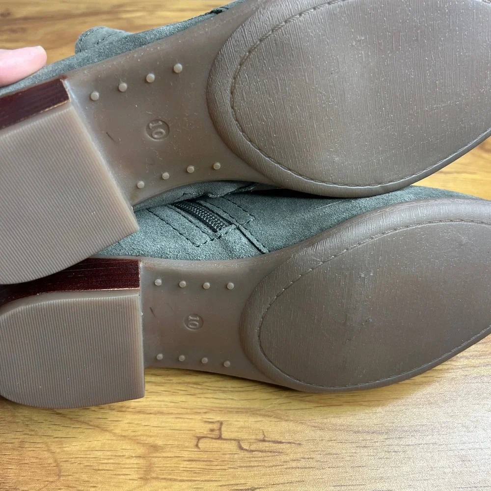 Diba Short Ankle Boots Booties Size 10W 10 Wide Leather Suede Taupe Gray NEW‎